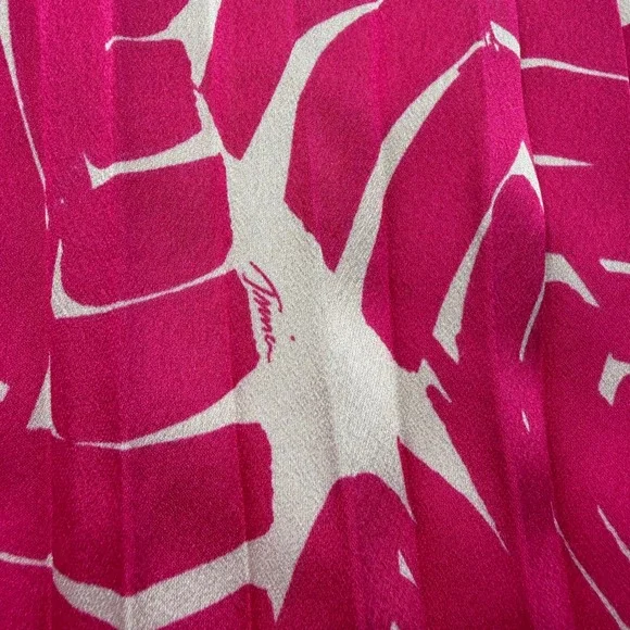 Trina Turk Pleated Halter Maxi Dress Pink Tropical Gold Strap M - Picture 11 of 12